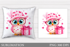 Valentines Owl Pillow Design. Valentine Pillow Sublimation Product Image 1
