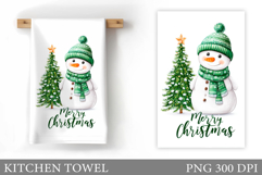 Snowman Kitchen Towel Design. Christmas Kitchen Towel Product Image 1