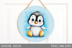 Christmas Penguin Door Sign. Christmas Door Sign Design Product Image 1
