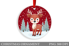 Cute Deer Christmas Ornament. Christmas Ornament Sublimation Product Image 1