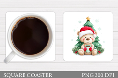 Cute Bear Coaster Design. Christmas Coaster Sublimation Product Image 1