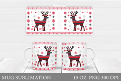 Reindeer Mug Wrap Design. Christmas Mug Sublimation Product Image 1