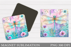 Dragonfly Magnet Design. Flowers Magnet Sublimation Product Image 1