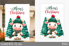 Christmas Cow Garden Flag. Christmas Garden Flag Design Product Image 1