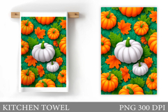 Fall Pumpkin Kitchen Towel. Fall Kitchen Towel Sublimation Product Image 1