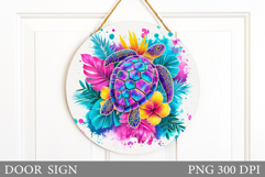 Turtle Door Sign Sublimation. Summer Door Sign Design Product Image 1