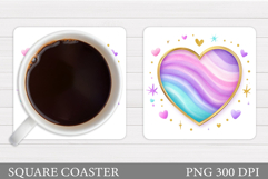 Heart Coaster Design. Valentine Coaster Sublimation Product Image 1