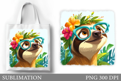 Sloth Tote Bag Sublimation. Cute Sloth Sublimation Product Image 1