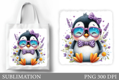 Cute Penguin Tote Bag Design. Cute Penguin Sublimation Product Image 1