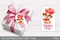 Valentines Dog Gift Tag Design. Valentine Gift Tag Printable Product Image 1