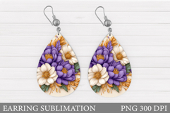 Floral Earring Sublimation. Flowers Earring Design Product Image 1