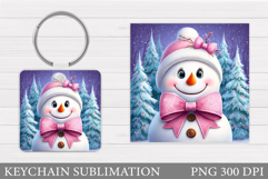 Christmas Snowman Keychain. Christmas Keychain Sublimation Product Image 1