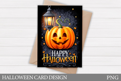 Halloween Card Printable. Halloween Pumpkin Card Design Product Image 1