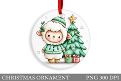 Cute Lamb Christmas Ornament. Christmas Lamb Sublimation Product Image 1