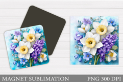 Flowers Magnet Sublimation. Floral Magnet Design Product Image 1