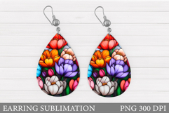 Floral Earring Sublimation. Flowers Earring Design Product Image 1