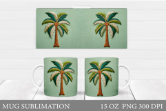 Palm Tree Mug Sublimation. Summer Mug Wrap Design Product Image 1