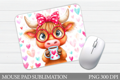 Valentines Cow Mouse Pad. Valentines Mouse Pad Sublimation Product Image 1