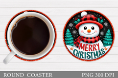 Cute Snowman Coaster Sublimation. Christmas Coaster Design Product Image 1