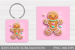 Cute Gingerbread Keychain. Christmas Keychain Sublimation Product Image 1
