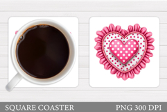 Heart Coaster Sublimation. Heart Square Coaster Design Product Image 1