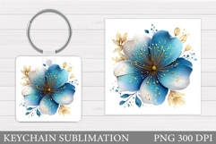 Flower Keychain Sublimation. Floral Keychain Design Product Image 1