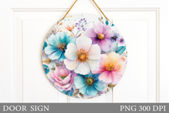 Wildflowers Door Sign Sublimation. Flowers Door Sign Design Product Image 1