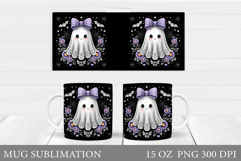 Cute Ghost Mug Design. Cute Halloween Mug Sublimation Product Image 1