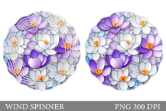 Floral Wind Spinner Sublimation. Flowers Wind Spinner Design Product Image 1