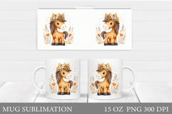 Horse Mug Wrap Sublimation. Horse Flowers Mug Wrap Design Product Image 1