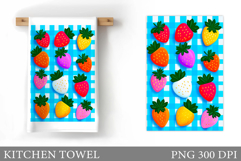 Strawberry Kitchen Towel Design. Strawberry Sublimation Product Image 1