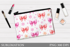 Snowflakes Makeup Bag. Christmas Bow Makeup Bag Sublimation Product Image 1