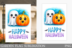 Cute Halloween Garden Flag. Cute Ghost Pumpkin Garden Flag Product Image 1
