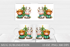 Christmas Cow Mug Design. Christmas Mug Sublimation Product Image 1