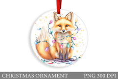 Cute Fox Christmas Ornament. Christmas Ornament Sublimation Product Image 1