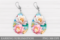 Floral Earring Sublimation. Flowers Earring Design Product Image 1