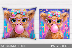 Cute Cow Pillow Design. Cute Cow Sublimation Product Image 1