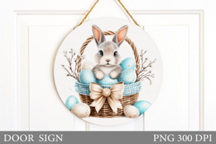 Easter Bunny Door Sign Sublimation. Easter Door Sign Design Product Image 1