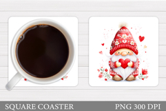 Valentines Gnome Coaster. Valentines Coaster Sublimation Product Image 1