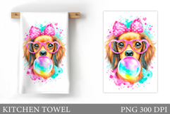Cute Dog Kitchen Towel. Cute Dog Sublimation Product Image 1