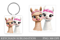 Cute Lama Keychain Design. Cute Lama Sublimation Product Image 1
