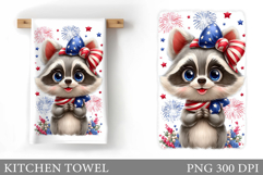 Patriotic Raccoon Kitchen Towel. Patriotic Kitchen Towel Product Image 1