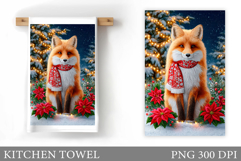 Christmas Fox Kitchen Towel. Christmas Kitchen Towel Design Product Image 1
