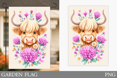 Highland Cow Garden Flag. Highland Cow Sublimation Product Image 1
