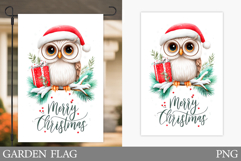 Christmas Owl Garden Flag. Christmas Garden Flag Sublimation Product Image 1