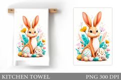 Easter Bunny Kitchen Towel. Bunny Kitchen Towel Sublimation Product Image 1