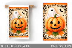 Halloween Pumpkin Towel Design. Ghost Kitchen Towel Product Image 1
