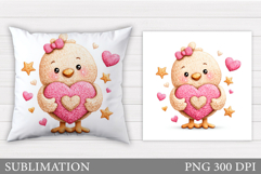 Valentines Chick Pillow. Valentines Pillow Sublimation Product Image 1