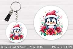 Cute Penguin Keychain Design. Christmas Keychain Sublimation Product Image 1
