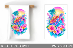 Turtle Kitchen Towel Design. Sea Kitchen Towel Sublimation Product Image 1